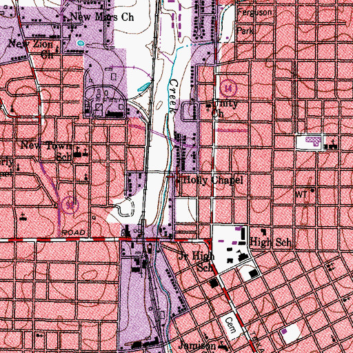 Topographic Map of Holly Chapel, TX