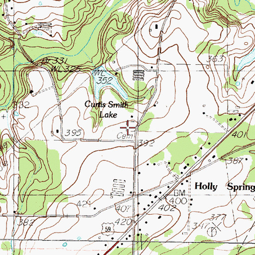 Topographic Map of Holly Springs Cemetery, TX