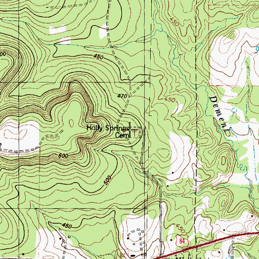 Topographic Map of Holly Springs Cemetery, TX