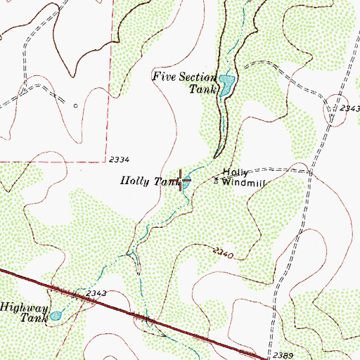 Topographic Map of Holly Tank, TX