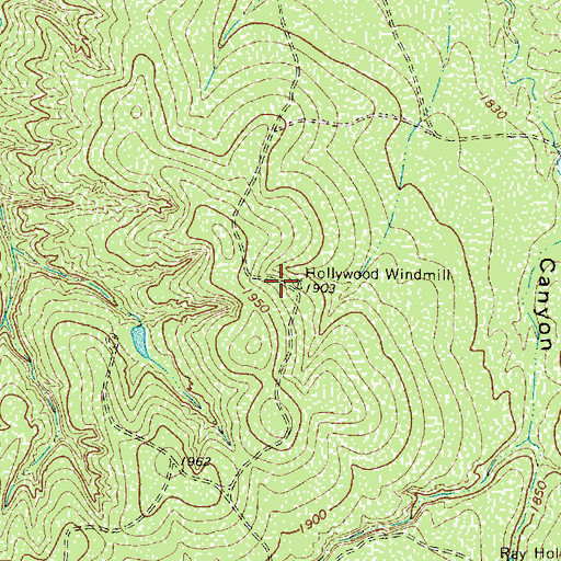 Topographic Map of Hollywood Windmill, TX