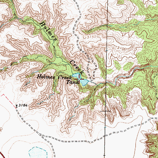 Topographic Map of Holmes Creek Tank, TX