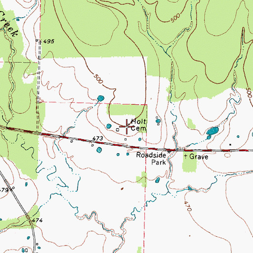 Topographic Map of Holt Cemetery, TX