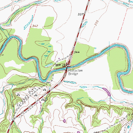 Topographic Map of Holtzclaw Bridge, TX