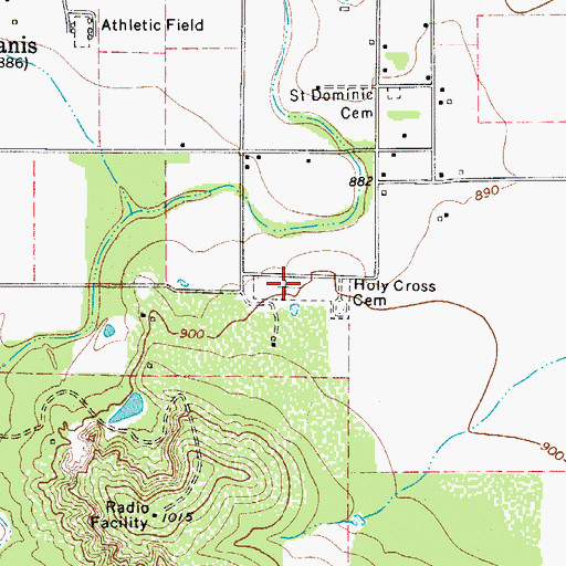 Topographic Map of Holy Cross Cemetery, TX