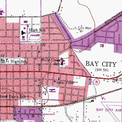 Topographic Map of Holy Cross School, TX