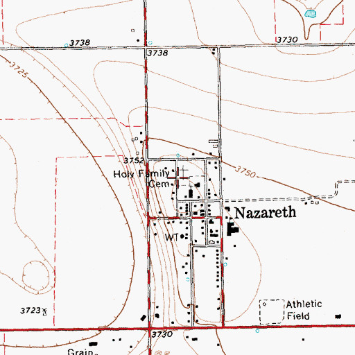 Topographic Map of Holy Family Cemetery, TX