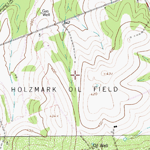 Topographic Map of Holzmark Oil Field, TX