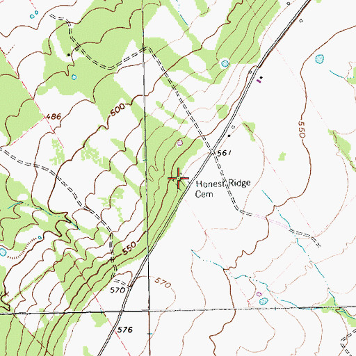 Topographic Map of Honest Ridge Cemetery, TX