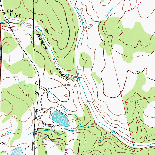 Topographic Map of Honey Creek, TX