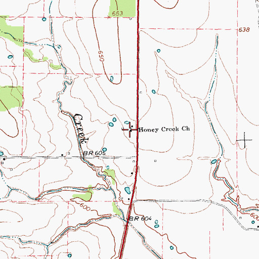 Topographic Map of Honey Creek Church, TX