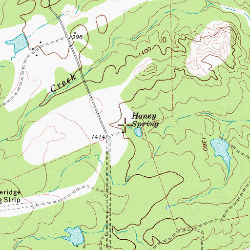 Topographic Map of Honey Spring, TX