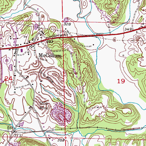 Topographic Map of McCollum Mine, AL