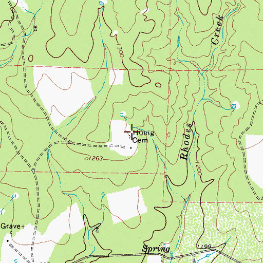 Topographic Map of Honig Cemetery, TX