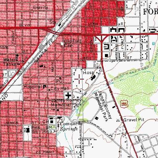 Topographic Map of Hood Mendel Arena, TX
