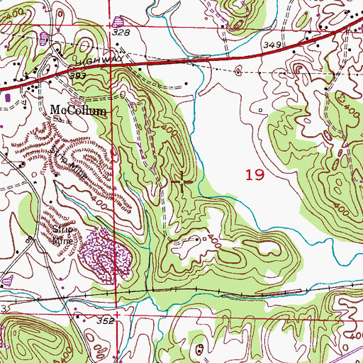 Topographic Map of McCollum Mine, AL