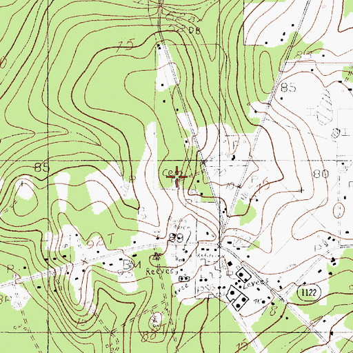 Topographic Map of Hooks Cravey Cemetery, TX