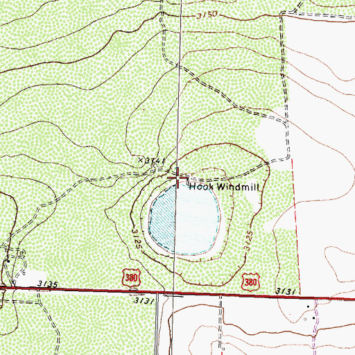 Topographic Map of Hook Windmill, TX