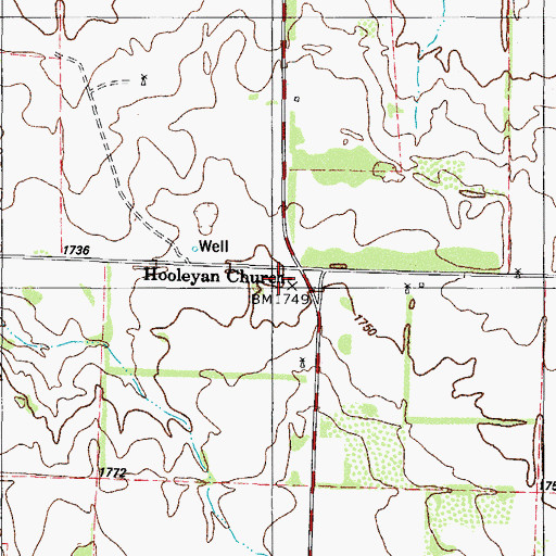 Topographic Map of Hooleyan Church, TX