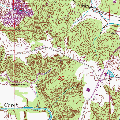 Topographic Map of Cunningham Mine, AL