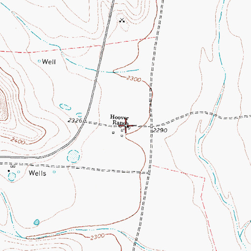 Topographic Map of Hoover Ranch, TX