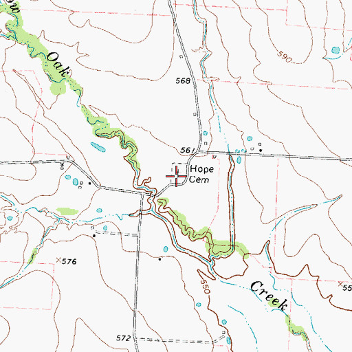 Topographic Map of Hope Cemetery, TX