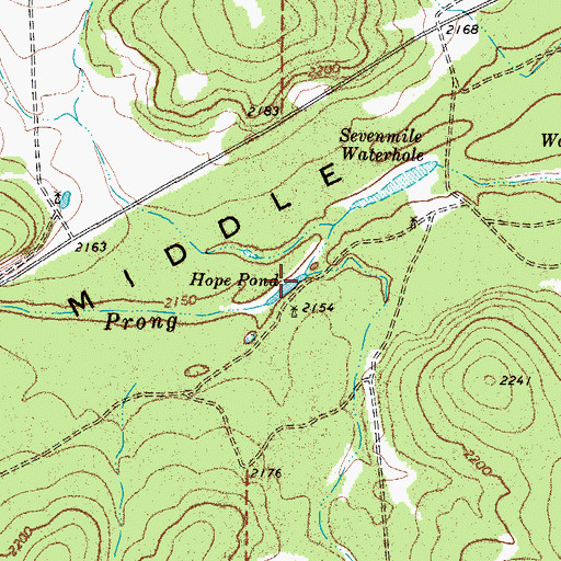 Topographic Map of Hope Pond, TX