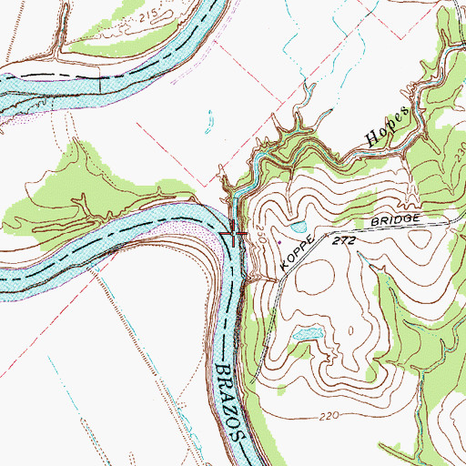 Topographic Map of Hopes Creek, TX