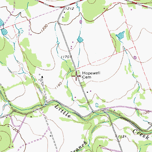 Topographic Map of Hopewell Cemetery, TX