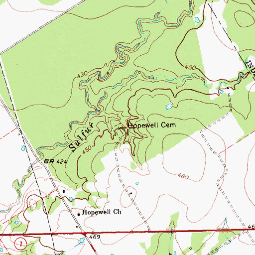 Topographic Map of Hopewell Cemetery, TX