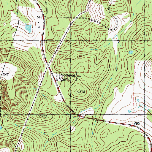 Topographic Map of Hopewell Cemetery, TX