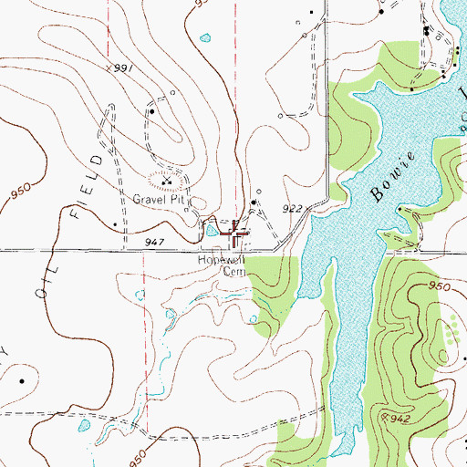 Topographic Map of Hopewell Cemetery, TX
