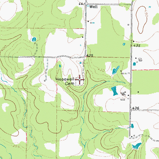 Topographic Map of Hopewell Cemetery, TX