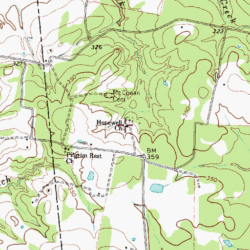 Topographic Map of Hopewell Church, TX