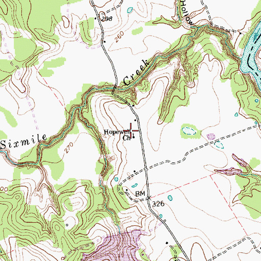 Topographic Map of Hopewell Church, TX