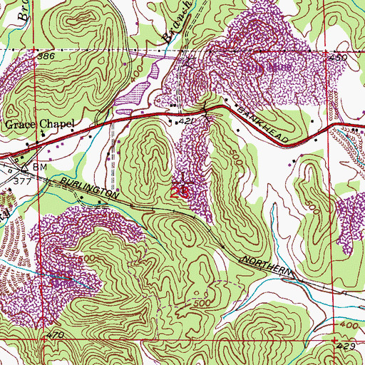 Topographic Map of Davis Mine, AL