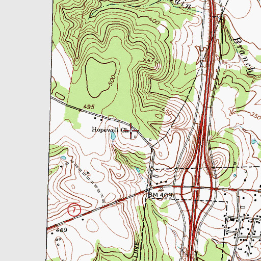 Topographic Map of Hopewell Church, TX