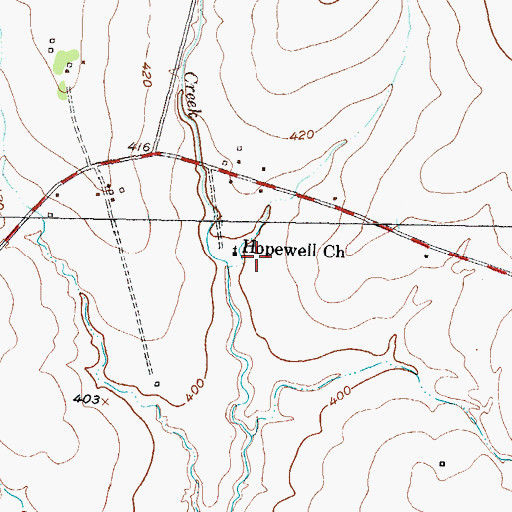 Topographic Map of Hopewell Church, TX