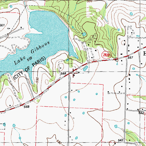 Topographic Map of Hopewell Church, TX