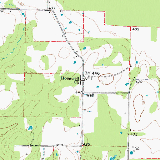 Topographic Map of Hopewell Church, TX