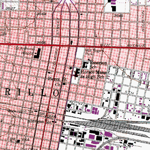 Topographic Map of Horace Mann Junior High School, TX