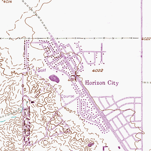Topographic Map of Horizon City, TX