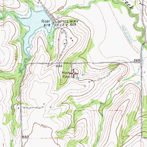 Topographic Map of Horn Cemetery, TX