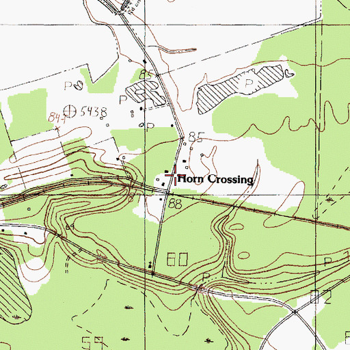 Topographic Map of Horn Crossing Church, TX