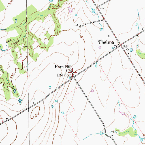 Topographic Map of Horn Hill Church, TX