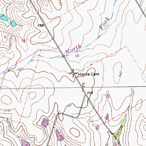 Topographic Map of Horne Cemetery, TX