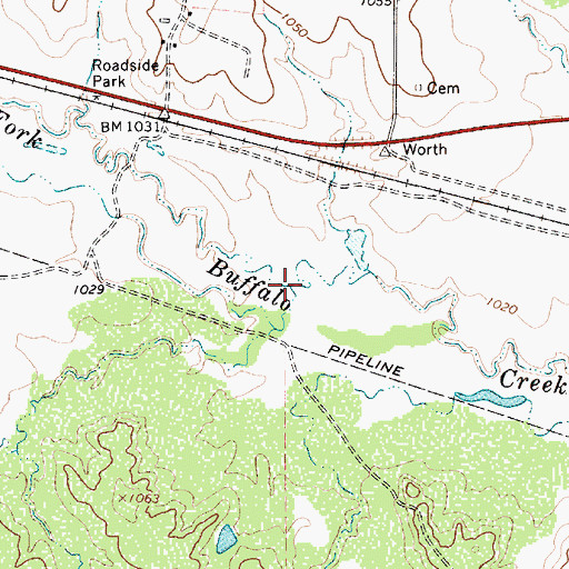 Topographic Map of Horse Creek, TX