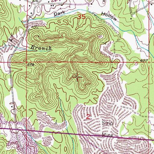 Topographic Map of Dark Hollow Drift Mine, AL