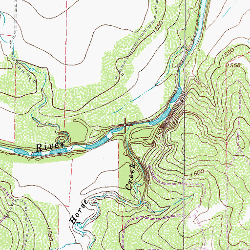 Topographic Map of Horse Creek, TX
