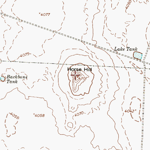 Topographic Map of Horse Hill, TX